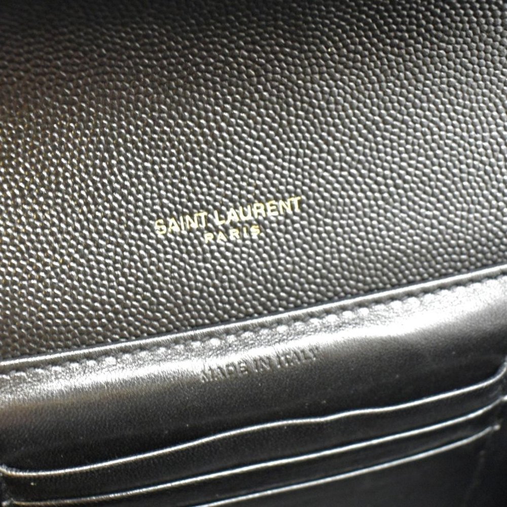 YVES SAINT LAURENT  Cassandra Grain De Poudre Embossed Crossbody Bag Black - Picture 9 of 9